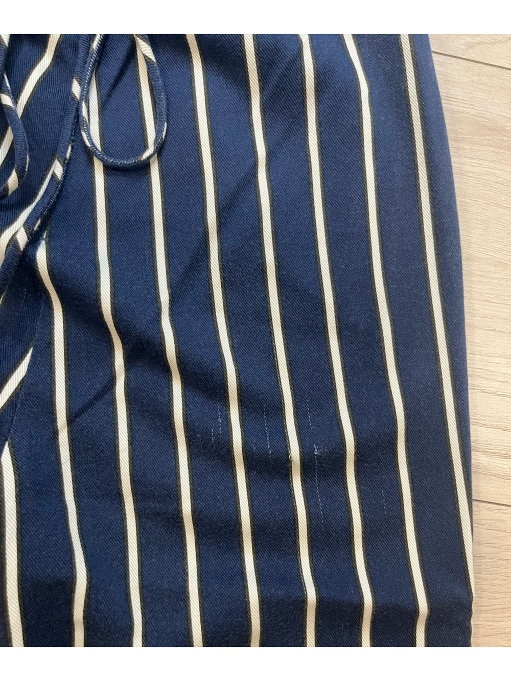 Reformation Striped Navy Blue Jumpsuit with White Pinstripes women’s size 2 - Picture 7 of 10